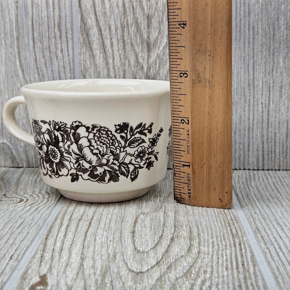 Royal China Sussex Cavalier Ironstone Brown Floral Tea Cups and Saucers Set of 2 - Picture 5 of 6